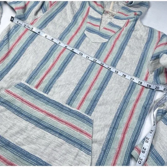 Faherty Men's Biarritz Terry Hoodie Sz S White Multicolor‎ Striped Poncho Surfer - Picture 12 of 14
